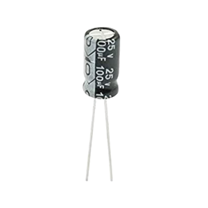 Capacitor electrolítico de aluminio, radial de 100 µfd, 25, 0100M0025V, SYSCOM, Refacciones de Radiocomunicación