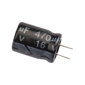 Capacitor electrolítico de aluminio, radial de 470 µfd, 16, 0470M0016V, SYSCOM, Refacciones de Radiocomunicación