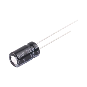 Capacitor electrolítico en aluminio, radial de 220 µfd, 16, CE220/16V, SYSCOM, Refacciones de Radiocomunicación