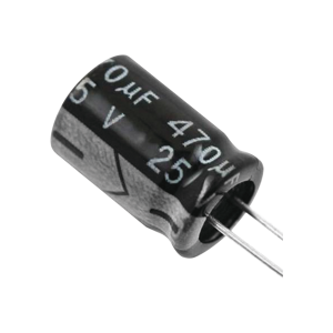 Capacitor electrolítico de aluminio, radial de 470 µfd, 25, CE470/25V, SYSCOM, Refacciones de Radiocomunicación