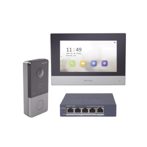 Kit de videoportero ip + switch poe poe estandar con, DS-KIS603-P/S, HIKVISION, Videoporteros e Interfonos de Videovigilancia