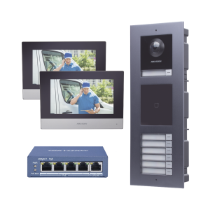 Kit de videoportero ip para 7 departamentos con llamada a, DSKIS-MULTI-7AP, HIKVISION, Videoporteros e Interfonos de Control de Acceso