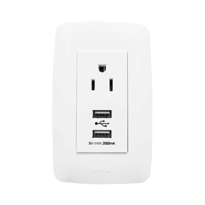 Contacto sencillo de 15 a/ 127 v ca y 2 conectores usb de 5, JTL-B72-70, JWJ, Iluminación de Energía / Herramientas