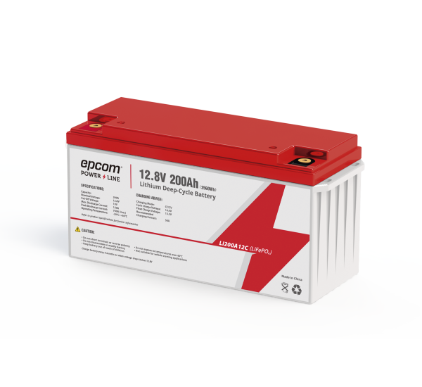 Batería de litio ciclo profundo, 12.8 vcc 200ah (lifepo4 de, LI200A12CV, EPCOM POWERLINE, Energía de Videovigilancia