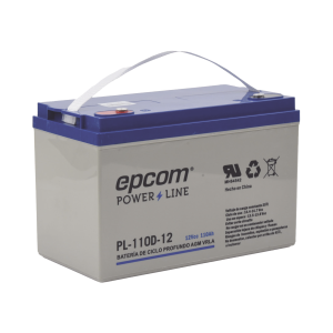 Batería 12 vcc / 110 ah / ciclo profundo / agm-vrla / uso, PL-110-D12, EPCOM POWERLINE, Energía de Videovigilancia
