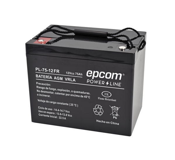 Batería 12 vcc / 75 ah /  ul / tecnología agm-vrla /, PL7512-FR, EPCOM POWERLINE, Energía de Videovigilancia