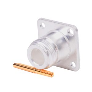 Conector n hembra, montaje con 4 perforaciones a 18 mm,, RFN-1021-1, RF INDUSTRIES,LTD, Conectores de Radiocomunicación